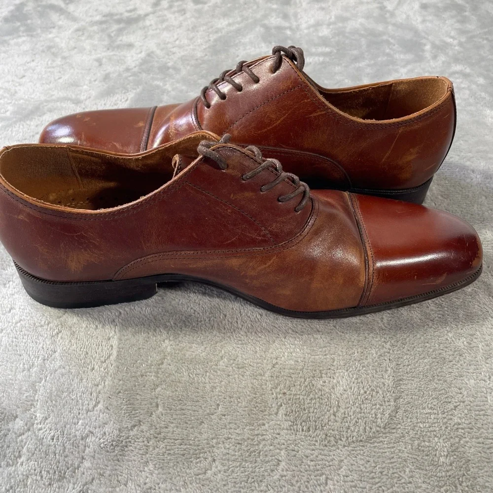 Florsheim Oxfords Dress Shoes Mens 9 Cap Toe Leather Brown Lace Up Office Casual